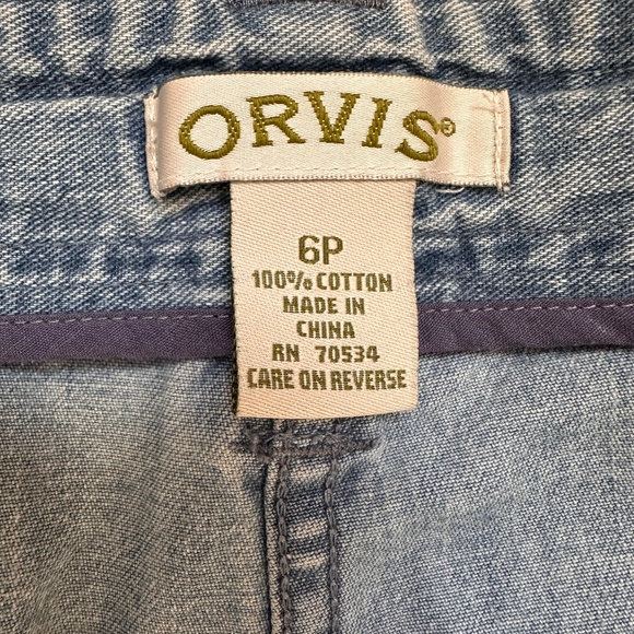 Orvis Cropped Blue Jeans Soft Stone Wash Denim Drawstring Waist 6P - Picture 3 of 3